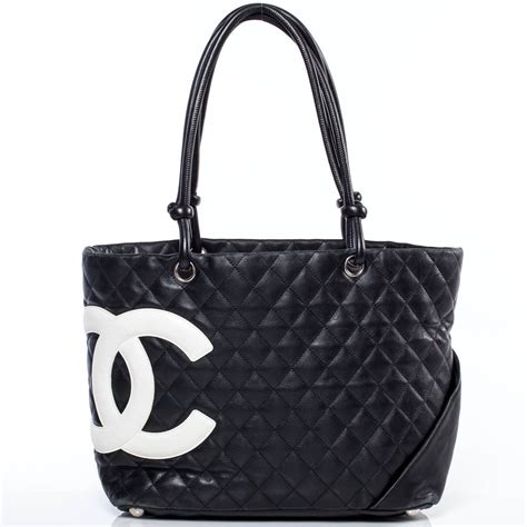 chanel tote black and white